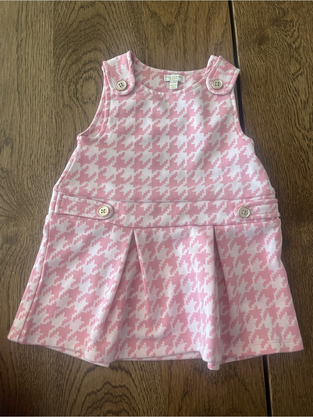 Tahari Baby Girls Pink Houndstooth Pinafore Dress - Kids Accessories